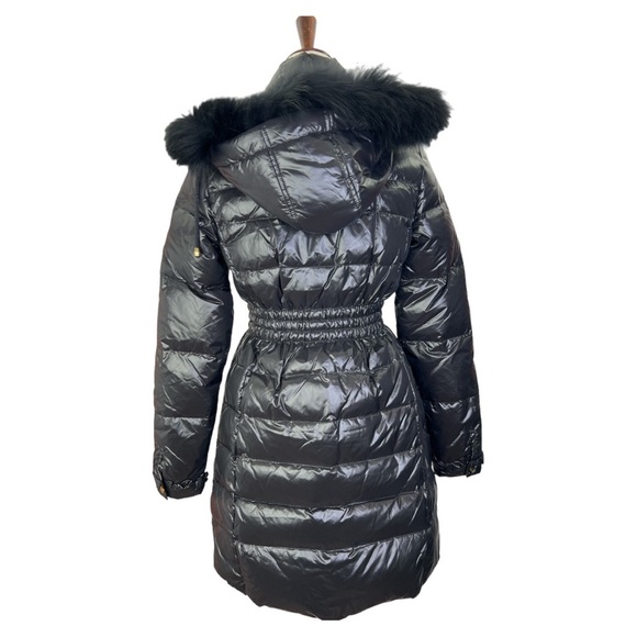 BEA YUK MUI DOWN PUFFER BLACK GOLD NWT  NYLON COAT WITH REMOVEABLE HOOD SZ 42 - Picture 3 of 15